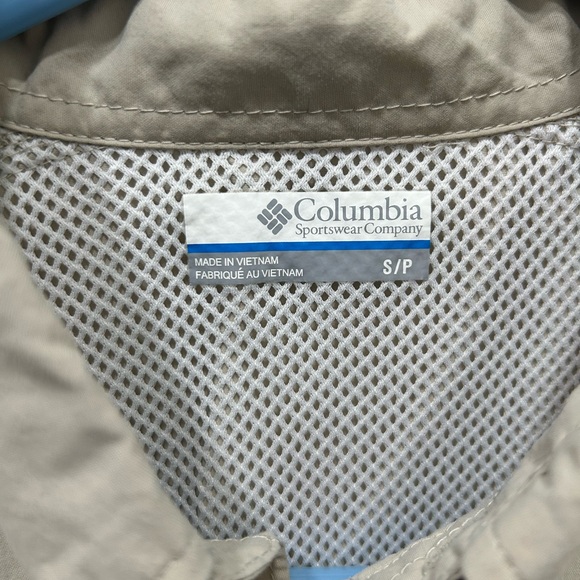 Columbia PFG Shirt Men’s Small Tan Short Sleeve Button Up Vented Fishing-EUC! - Picture 3 of 8